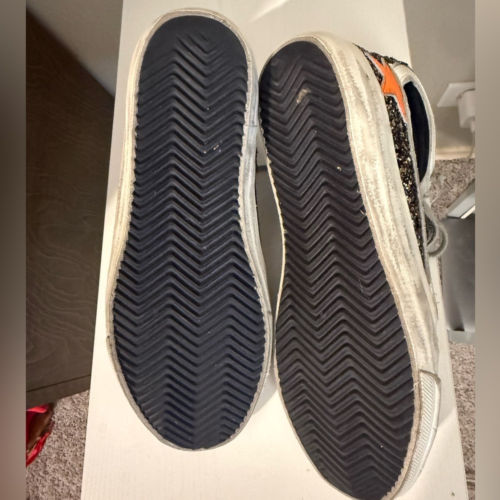 Golden Goose Glitter High Top Sneaker with Orange Star - Picture 5 of 5